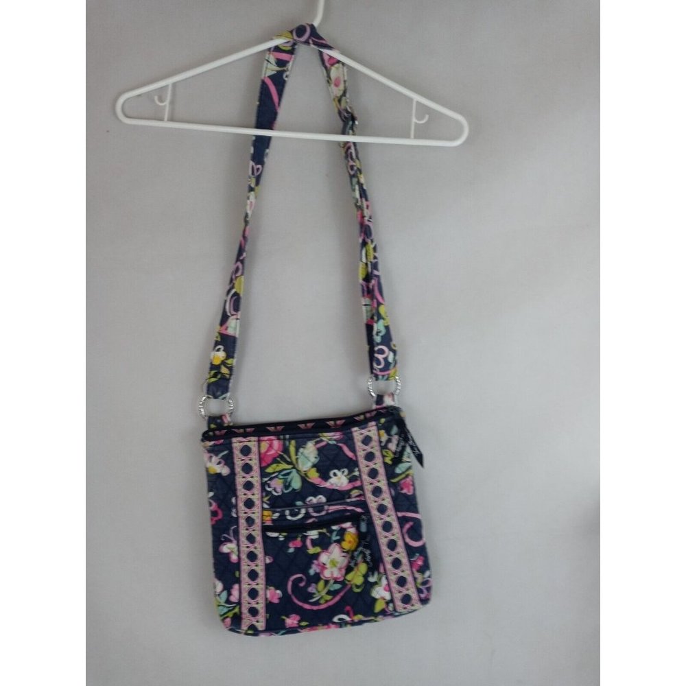Vera Bradley Flower and Butterflies Crossbody Hipster Purse  10” x 10”